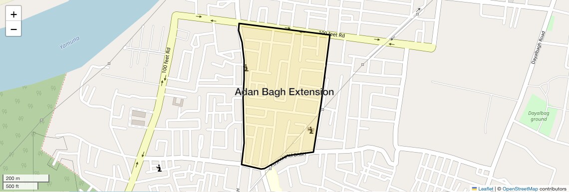 Location Map of Adan Bagh Extension, Agra