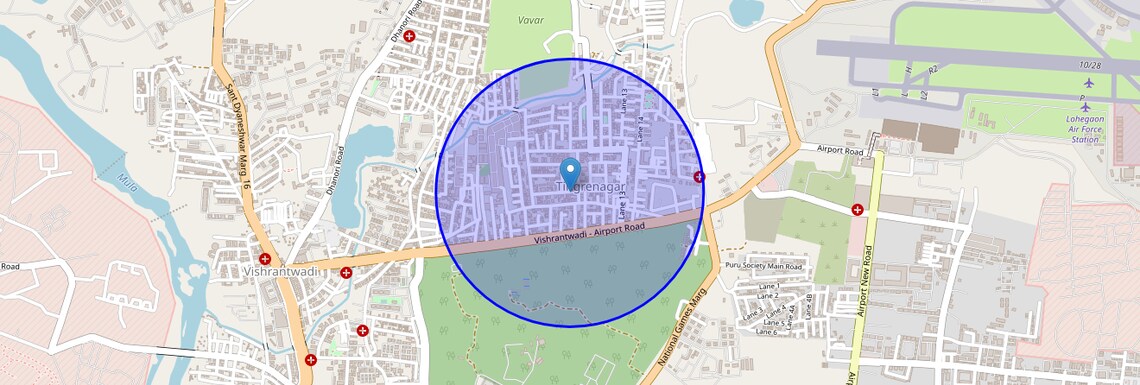 Location Map of Adarsh Colony, Pune
