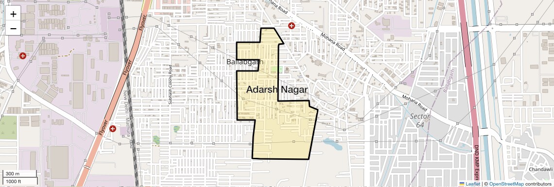 Location Map of Adarsh Nagar, Faridabad