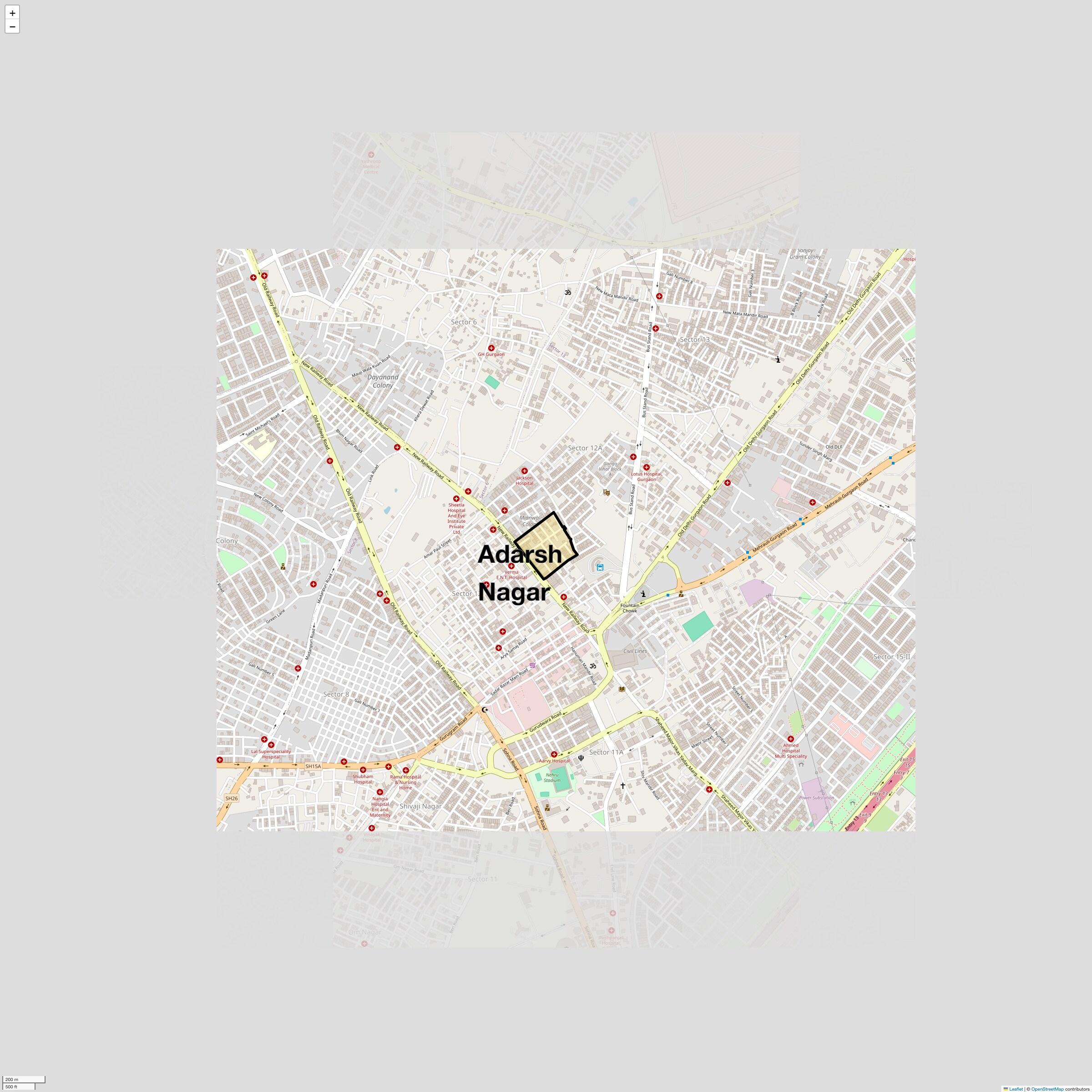 Location Map of Adarsh Nagar, Gurgaon