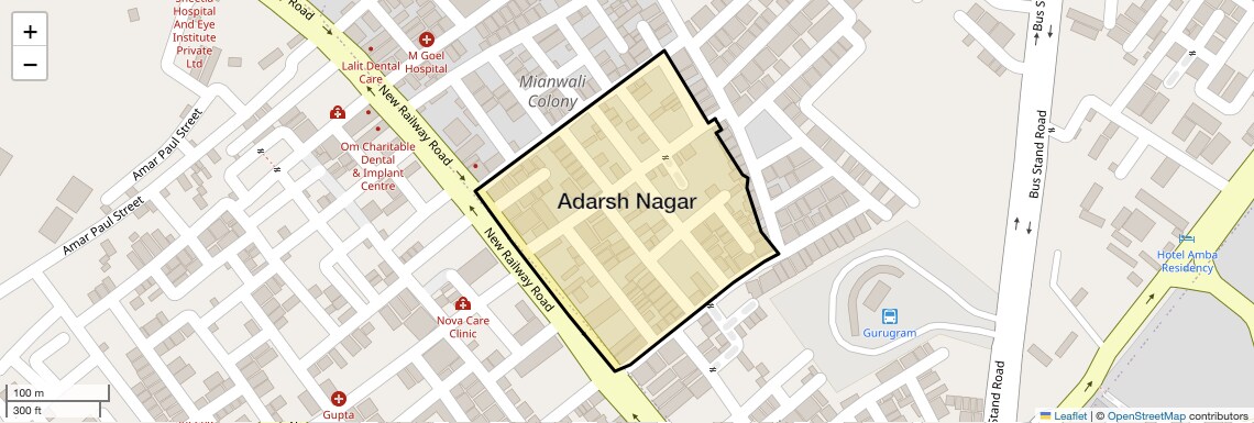 Location Map of Adarsh Nagar, Gurgaon