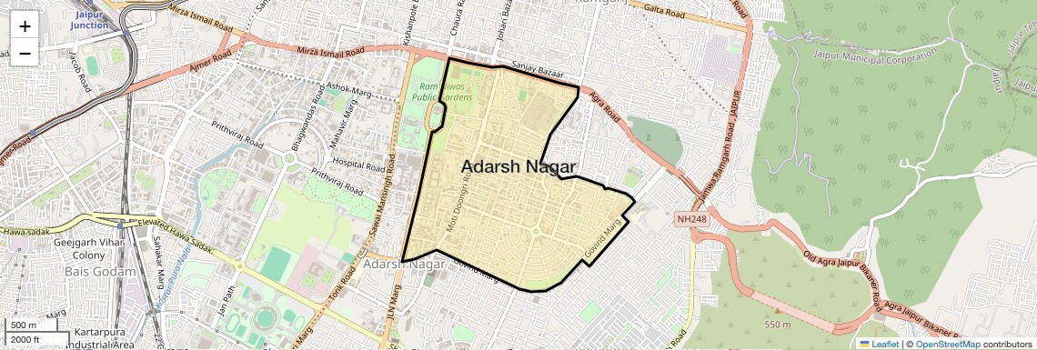 Location Map of Adarsh Nagar, Jaipur