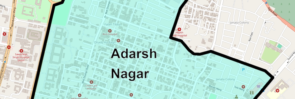 Location Map of Adarsh Nagar, Jaipur