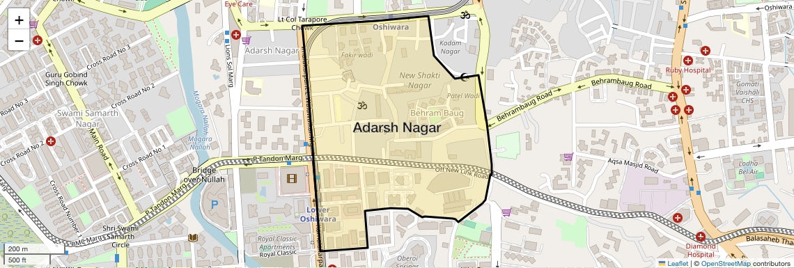 Location Map of Adarsh Nagar, Mumbai