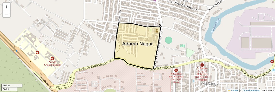 Location Map of Adarsh Nagar, Pune
