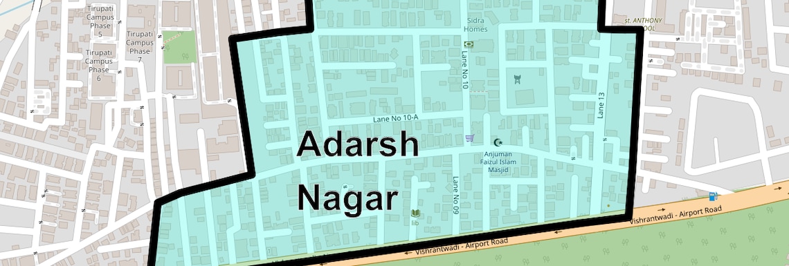 Location Map of Adarsh Nagar, Pune