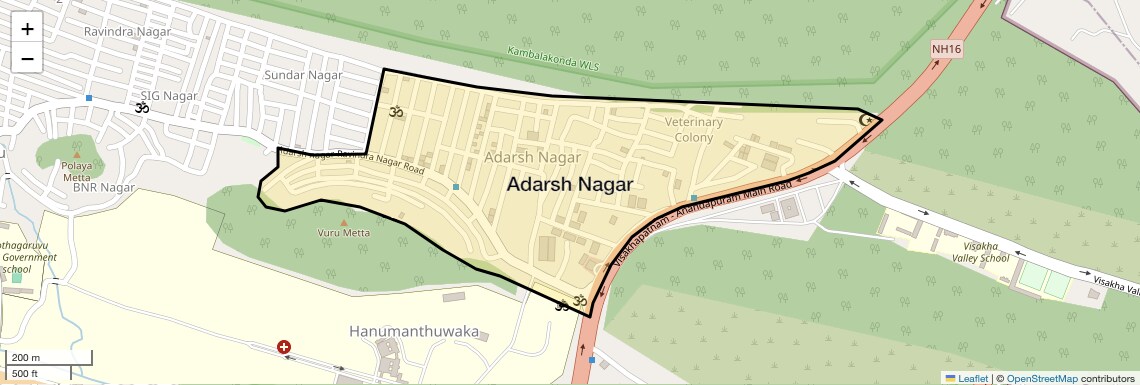 Location Map of Adarsh Nagar, Vizag
