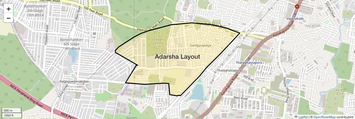 Location Map of Adarsha Layout, Bangalore