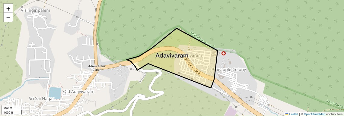 Location Map of Adavivaram, Vizag