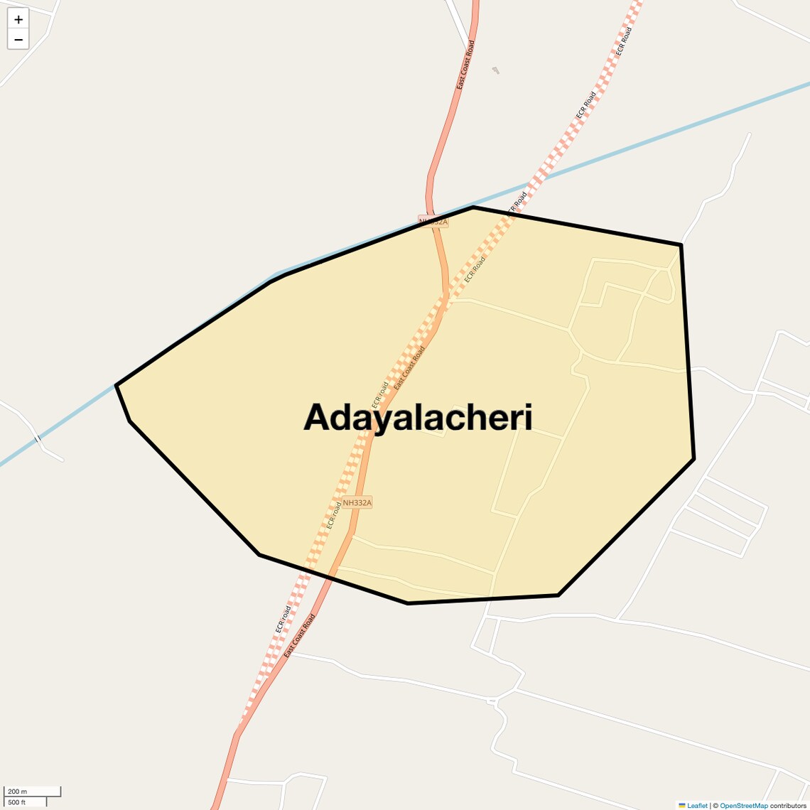 Location Map of Adayalacheri, Chennai