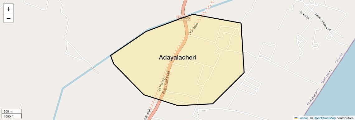 Location Map of Adayalacheri, Chennai