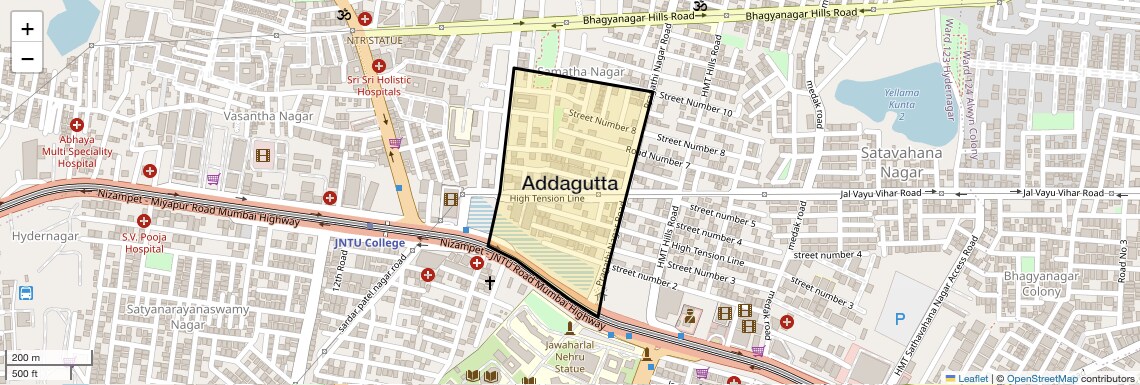 Location Map of Addagutta, Hyderabad
