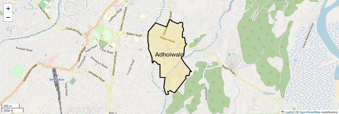 Location Map of Adhoiwala, Dehradun