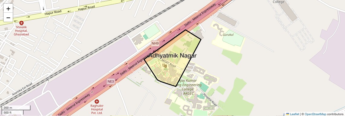 Location Map of Adhyatmik Nagar, Ghaziabad