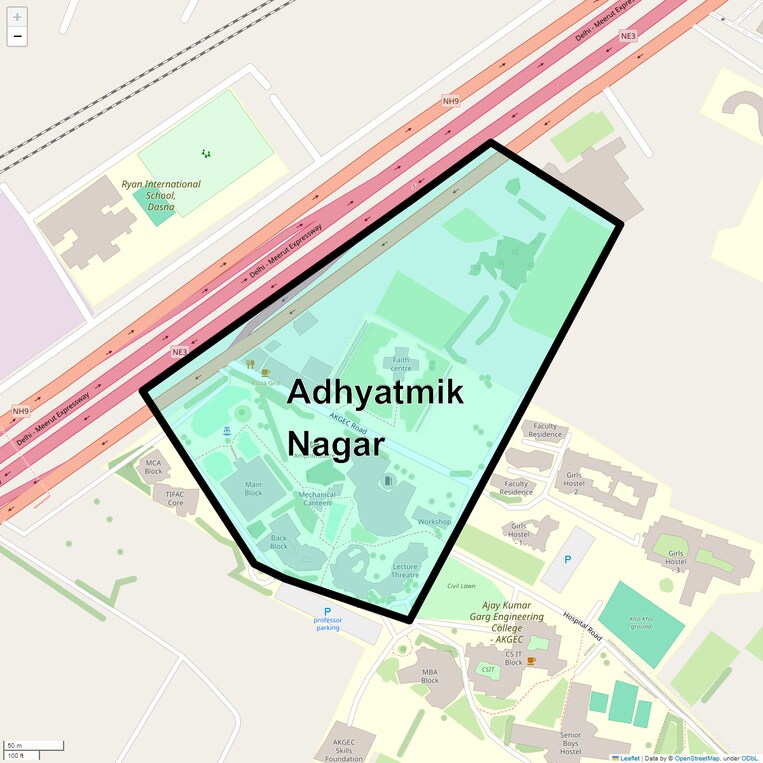 Location Map of Adhyatmik Nagar