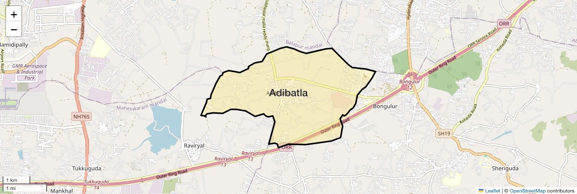 Location Map of Adibatla, Hyderabad
