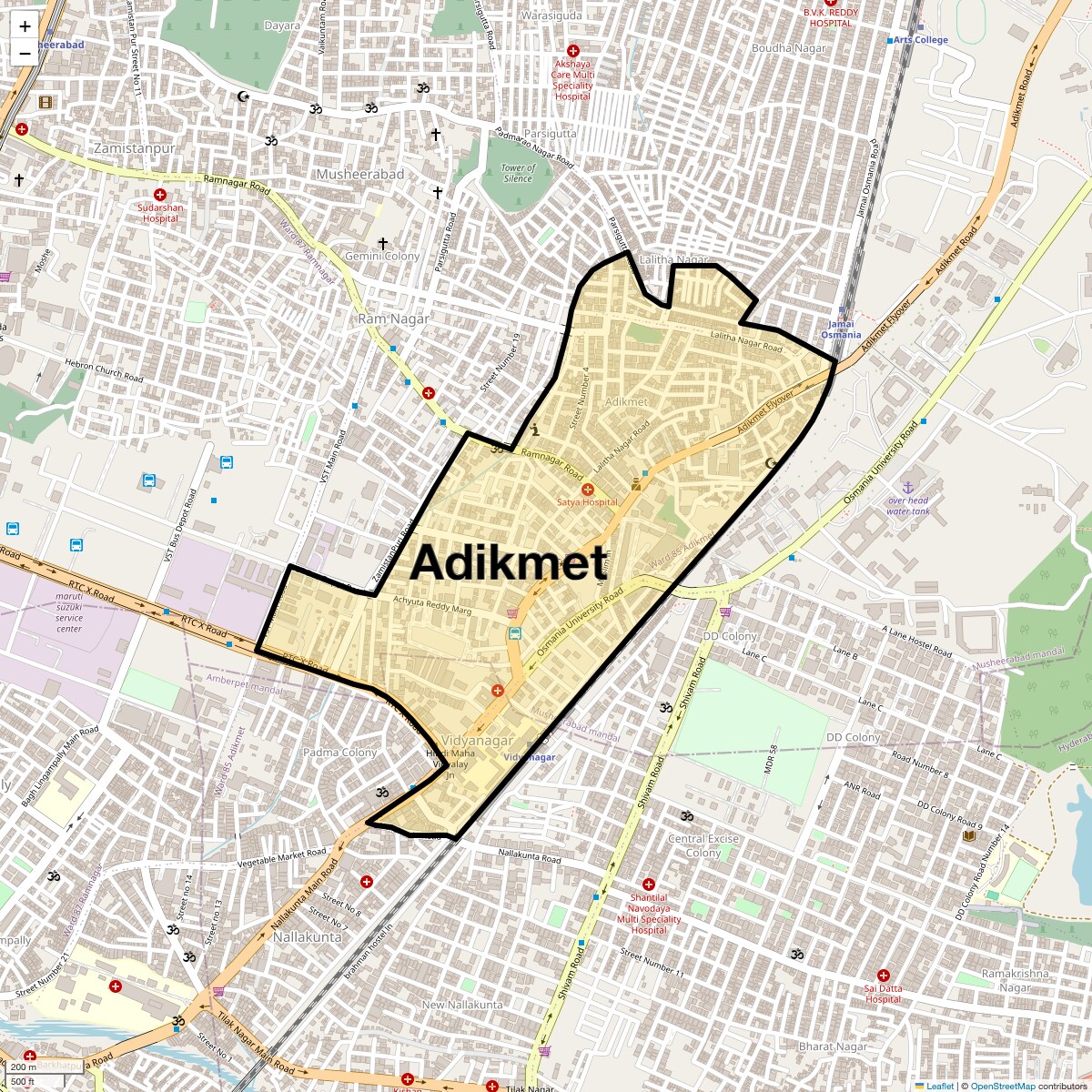 Location Map of Adikmet, Hyderabad