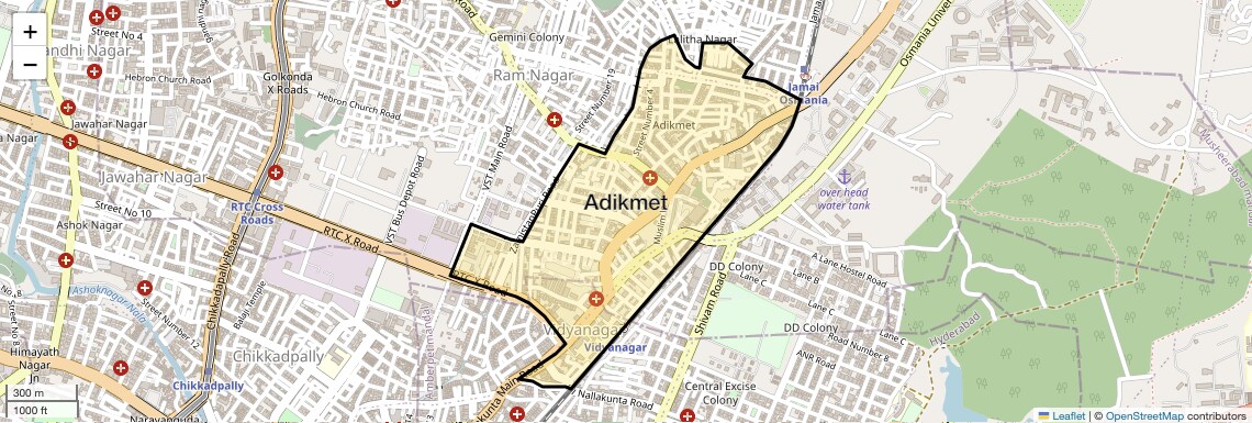Location Map of Adikmet, Hyderabad