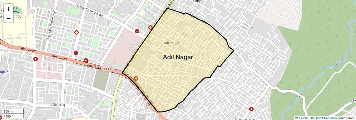 Location Map of Adil Nagar, Lucknow
