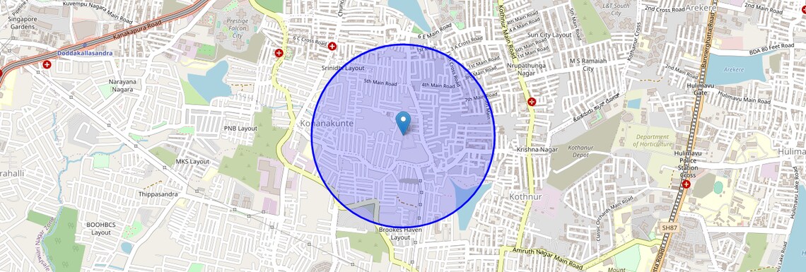 Location Map of Aditya Nagar, Bangalore
