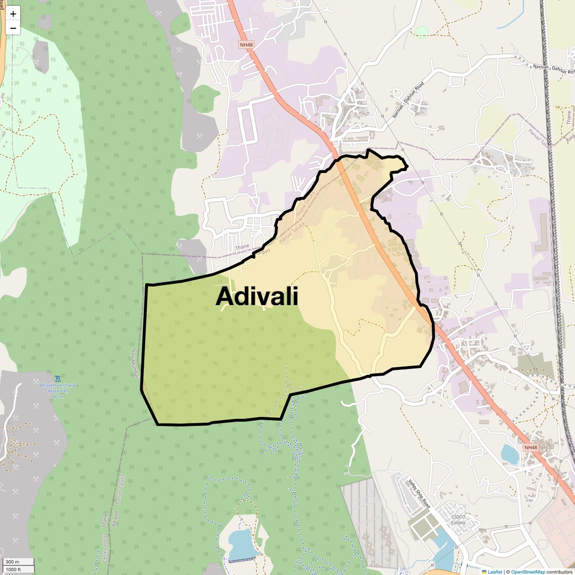 Location Map of Adivali, Navi Mumbai