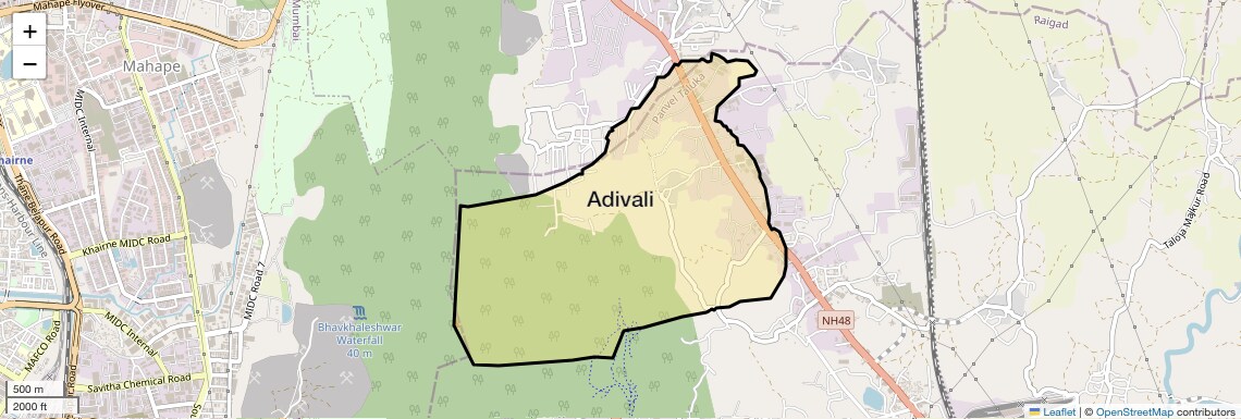 Location Map of Adivali, Navi Mumbai