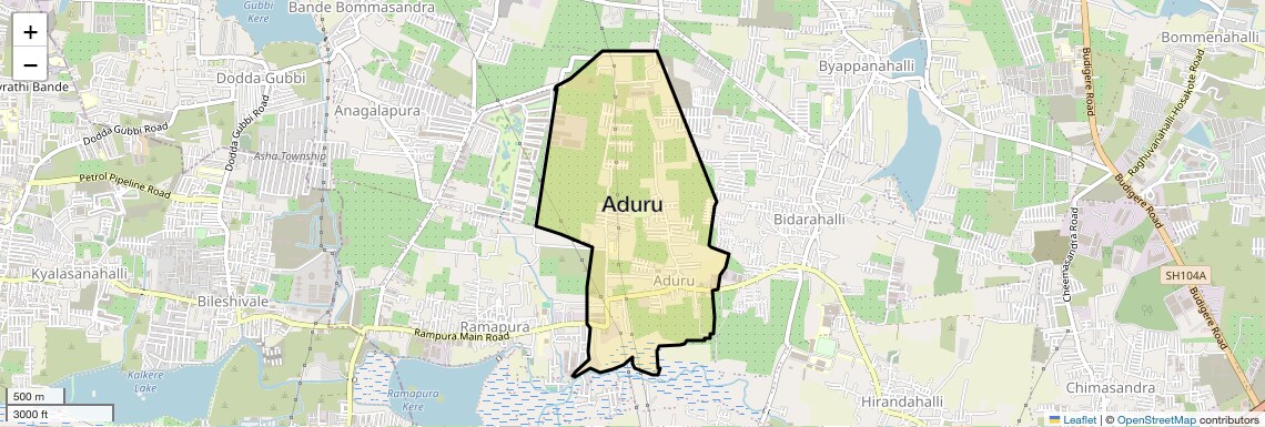 Location Map of Aduru, Bangalore