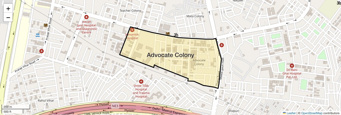 Location Map of Advocate Colony, Ghaziabad