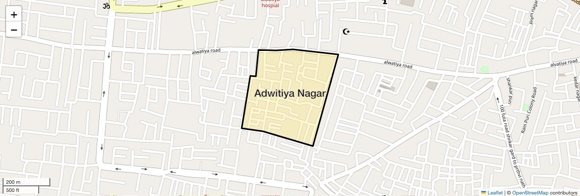 Location Map of Adwitiya Nagar, Agra