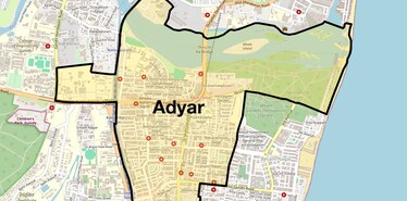 Location Map of Adyar, Chennai