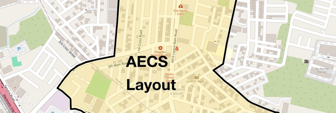 Location Map of AECS Layout, Bangalore