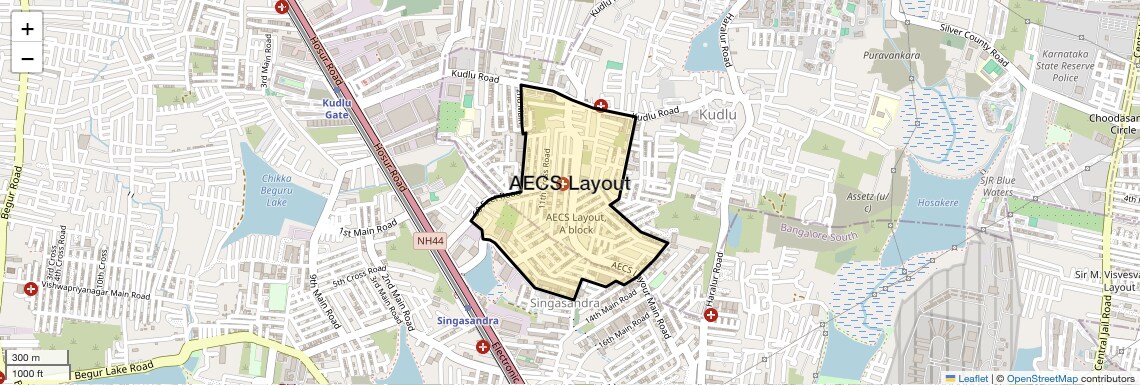 Location Map of AECS Layout, Bangalore