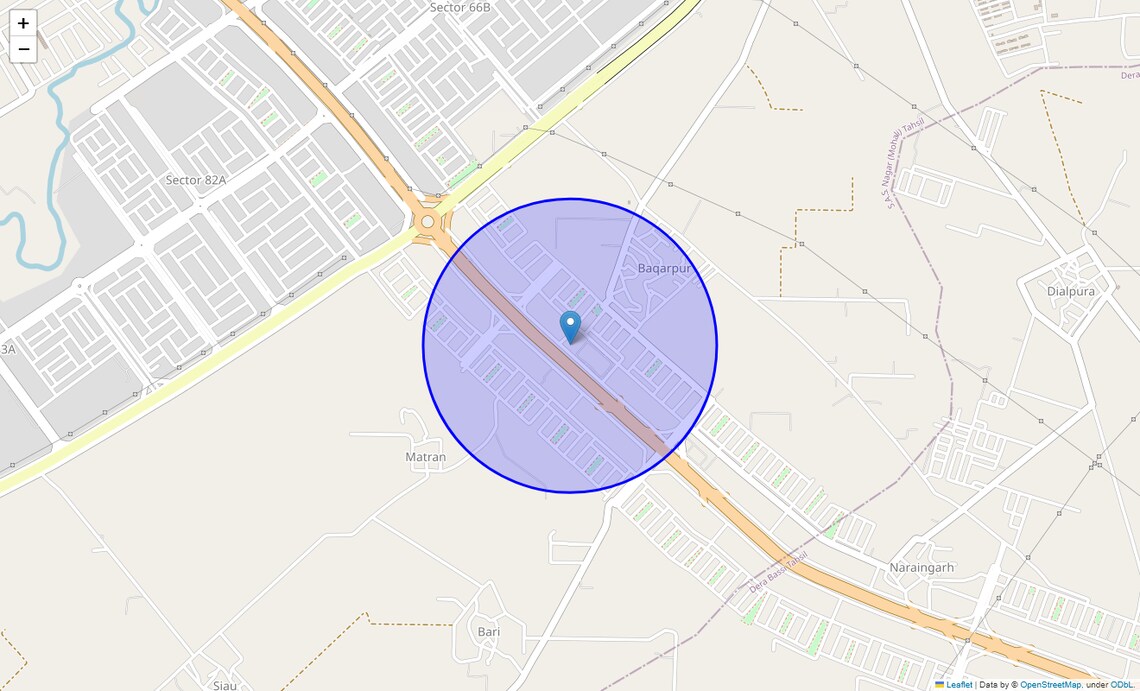 Location Map of Aerocity, Chandigarh