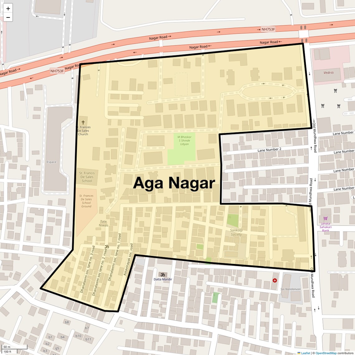 Location Map of Aga Nagar, Pune