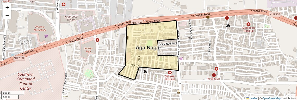 Location Map of Aga Nagar, Pune