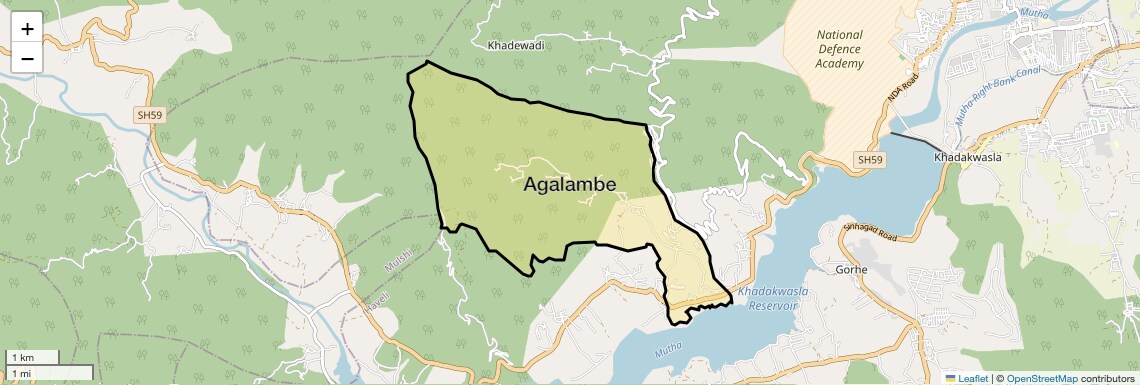 Location Map of Agalambe, Pune