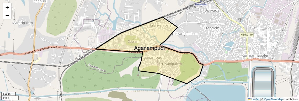 Location Map of Aganampudi, Vizag