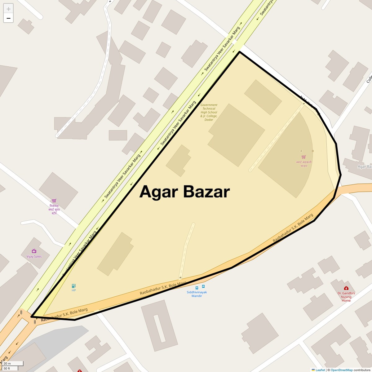Location Map of Agar Bazar, Mumbai