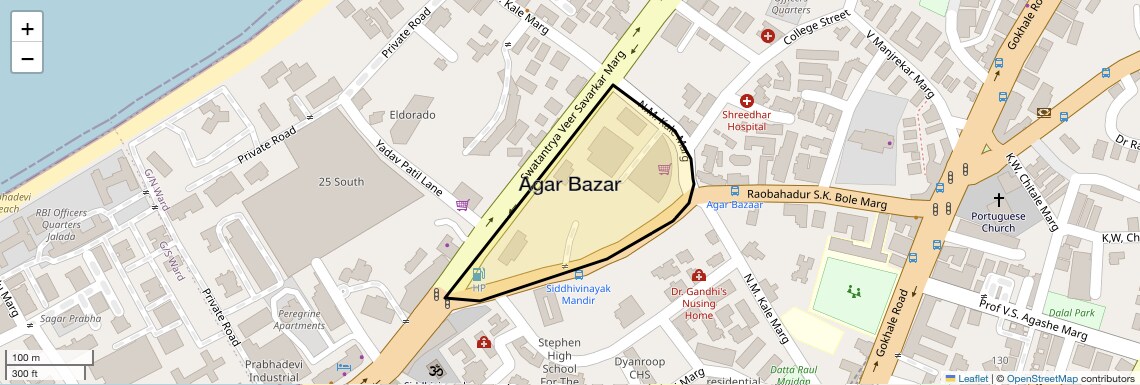 Location Map of Agar Bazar, Mumbai