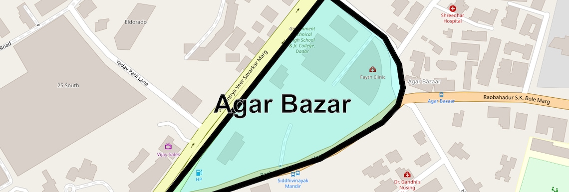 Location Map of Agar Bazar, Mumbai