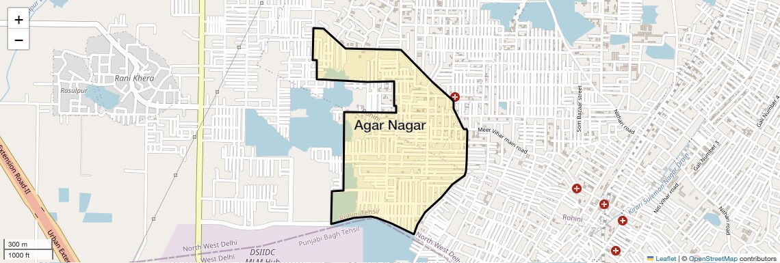 Location Map of Agar Nagar, Delhi