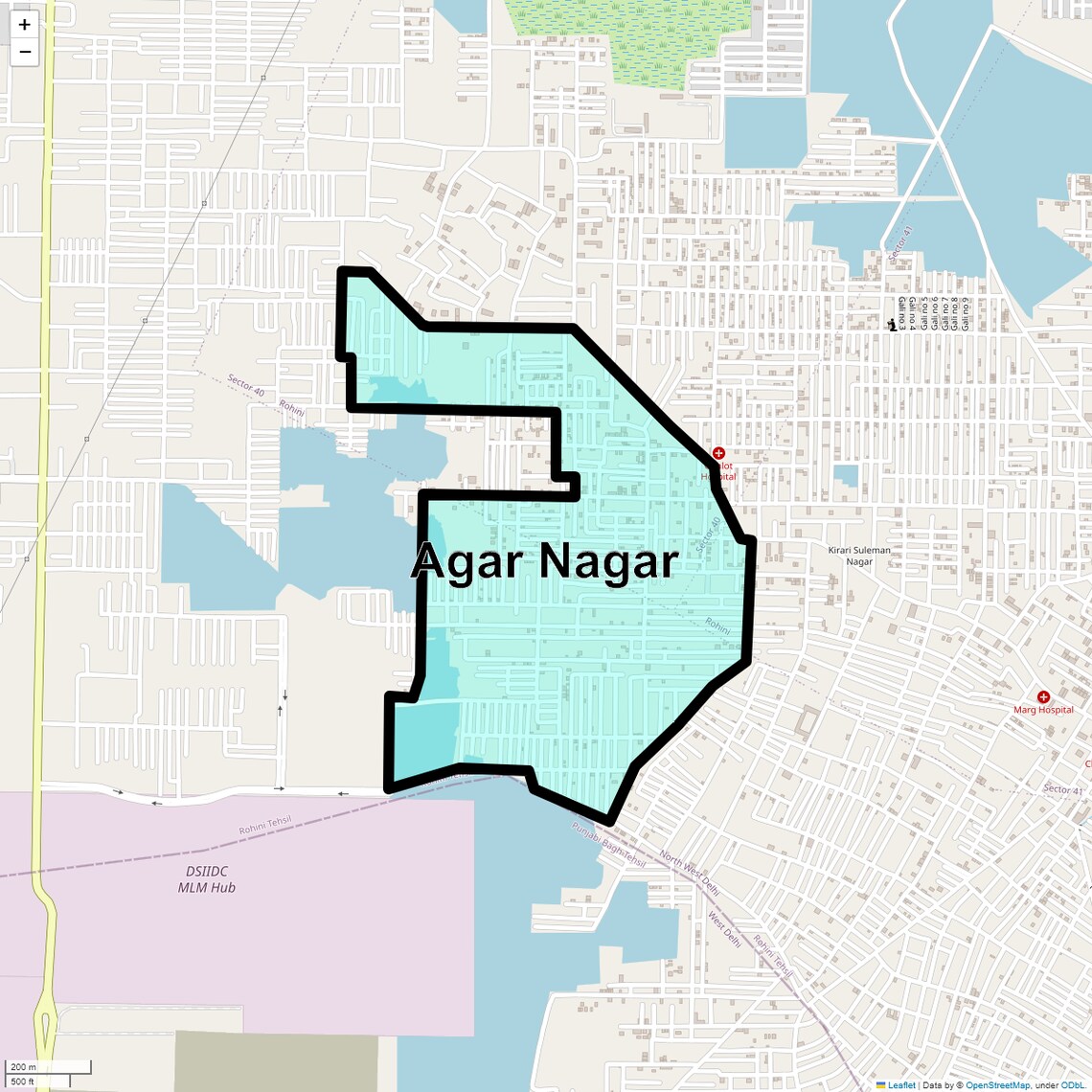 Location Map of Agar Nagar, Delhi