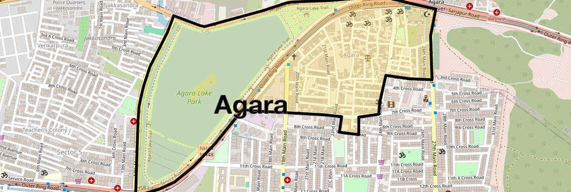 Location Map of Agara, Bangalore