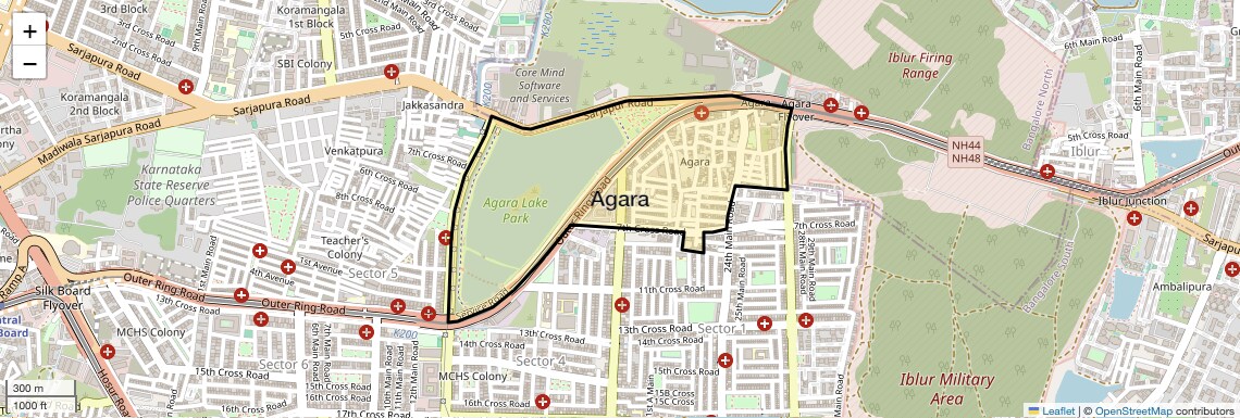 Location Map of Agara, Bangalore
