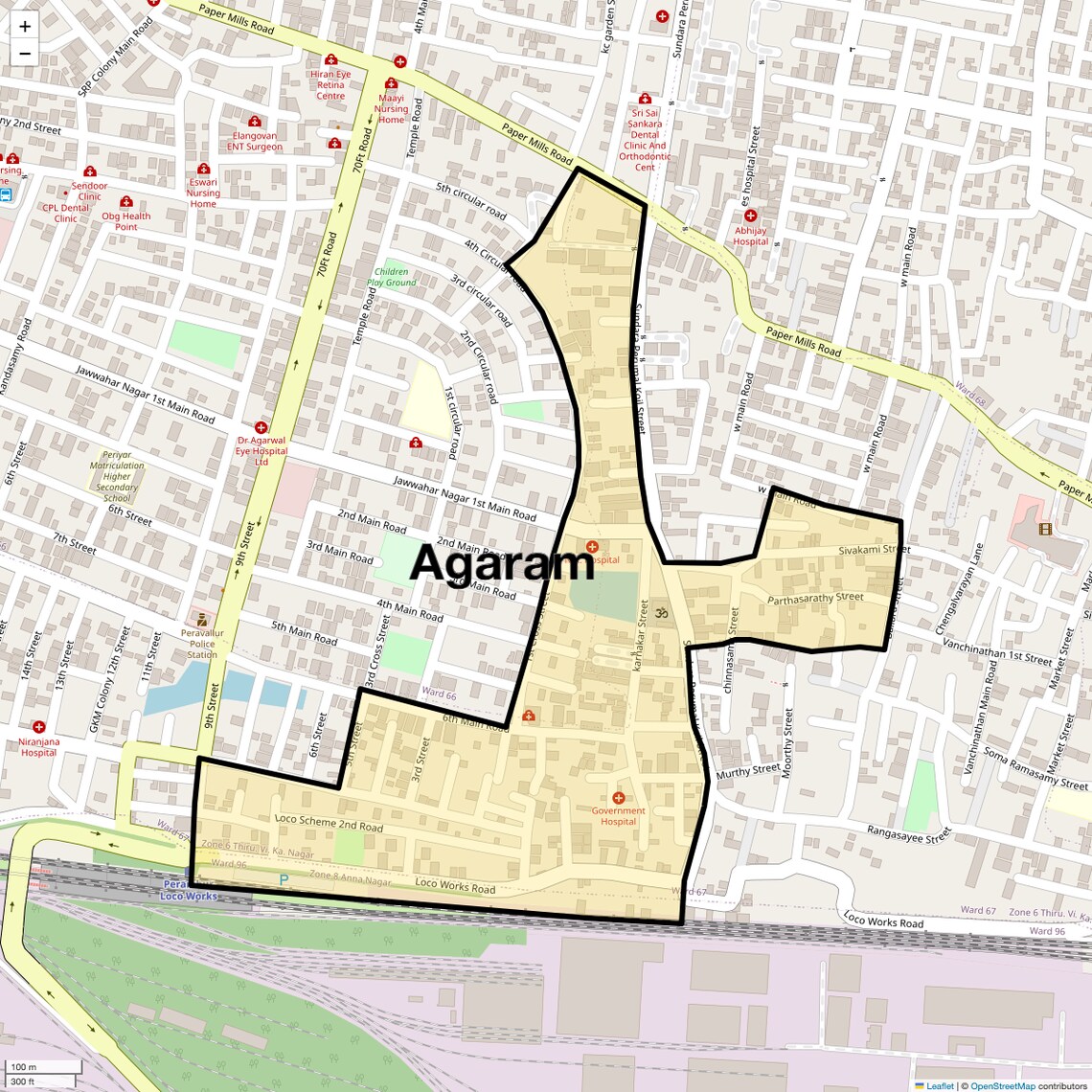 Location Map of Agaram, Chennai