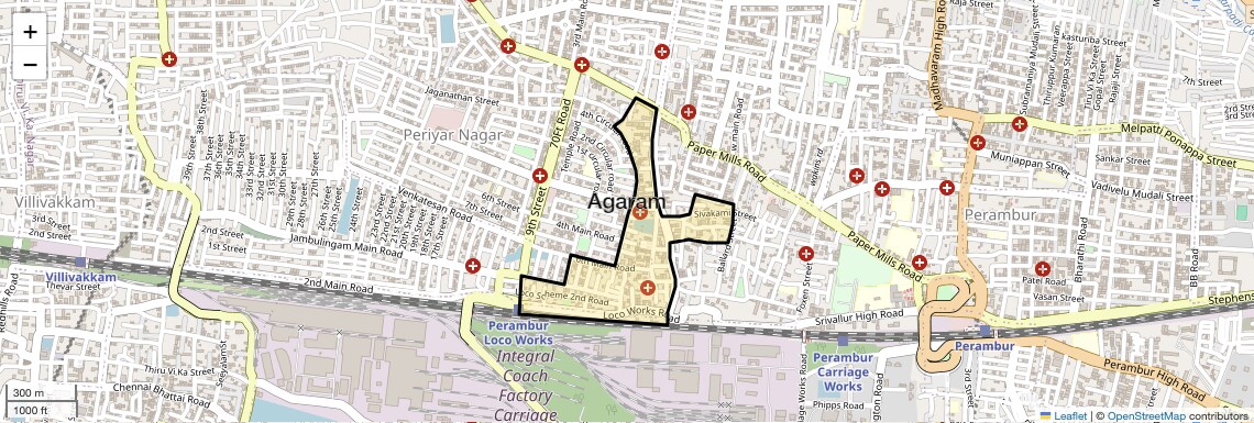 Location Map of Agaram, Chennai