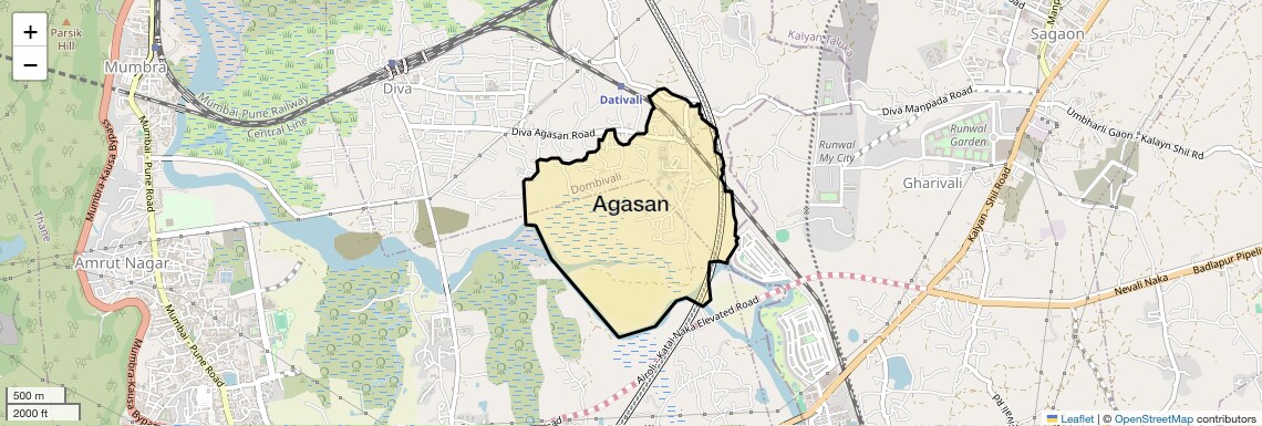 Location Map of Agasan, Thane