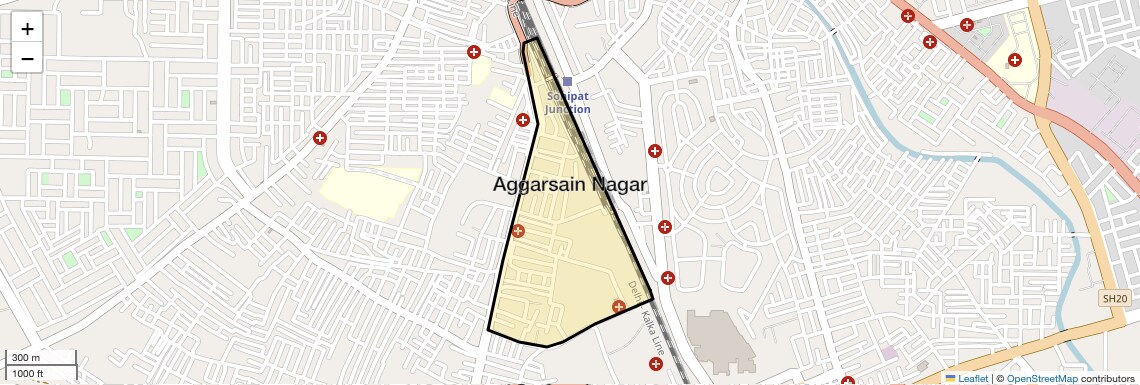 Location Map of Aggarsain Nagar, Sonipat