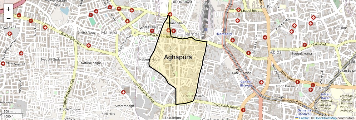 Location Map of Aghapura, Hyderabad