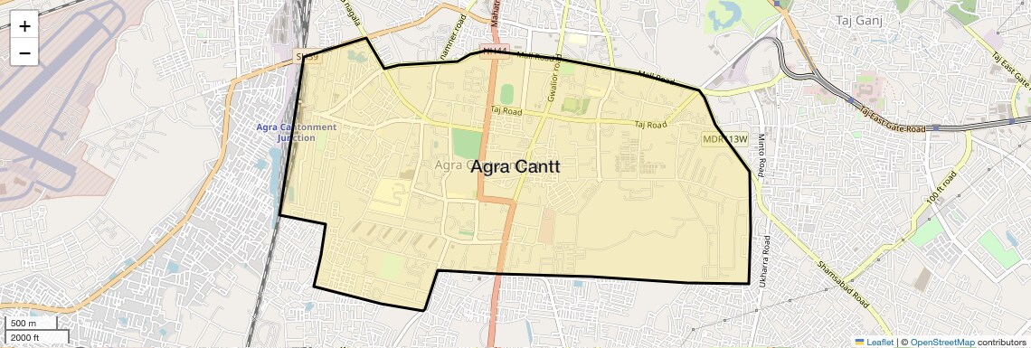Location Map of Agra Cantt, Agra
